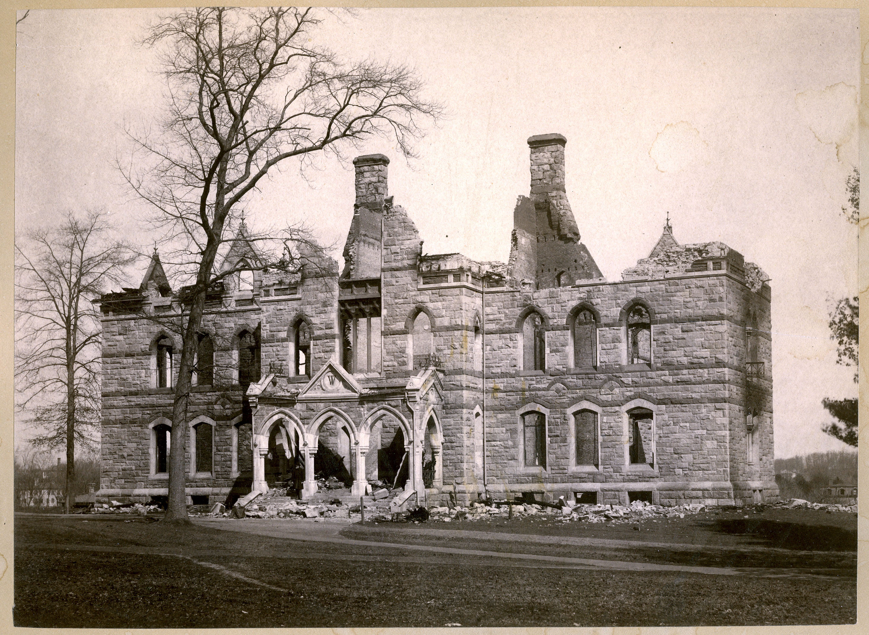 Walker Hall after the fire 1882