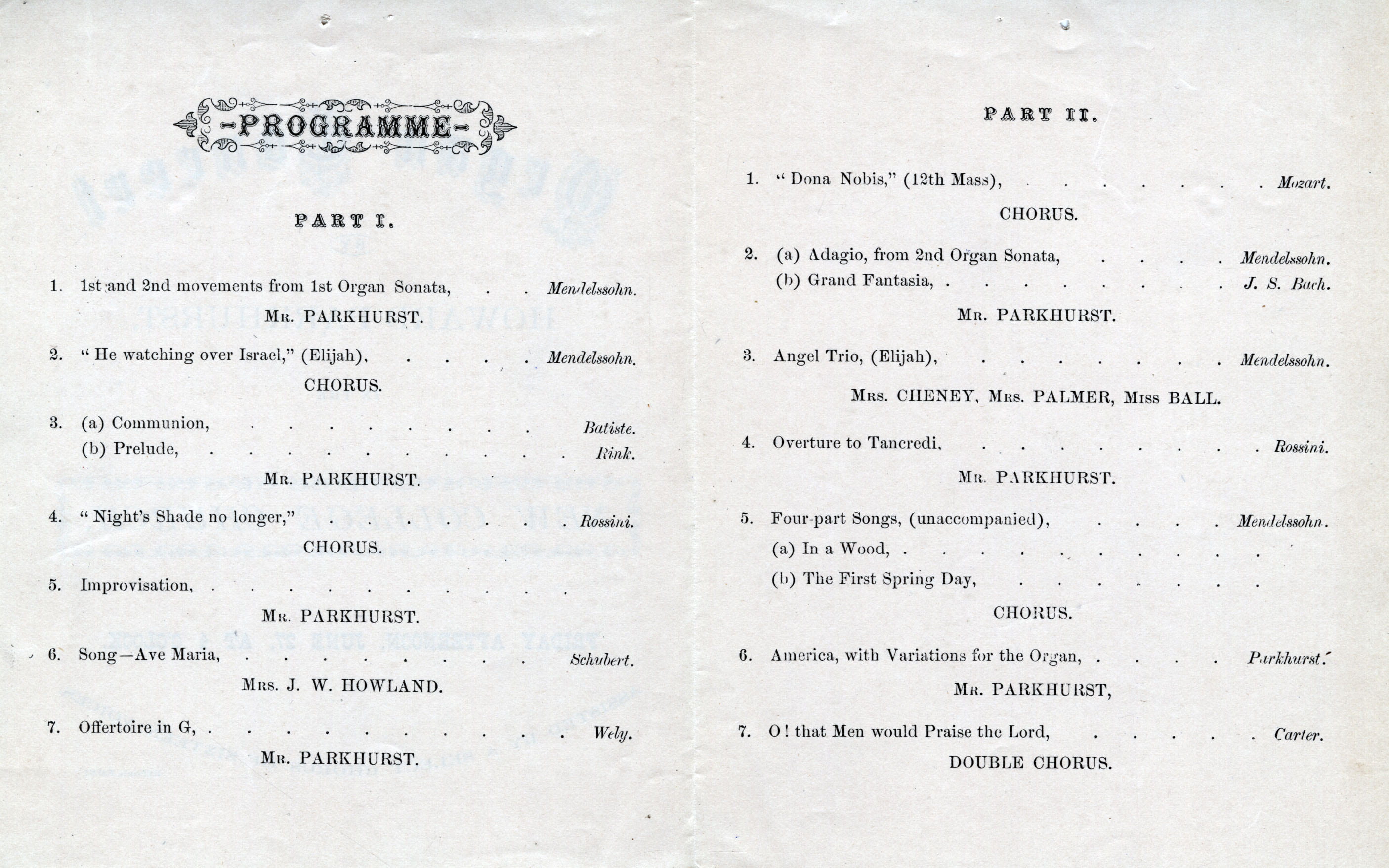 1873 Parkhurst concert program 2