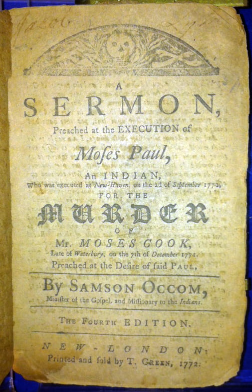 Samson Occom. Fourth edition, 1772.