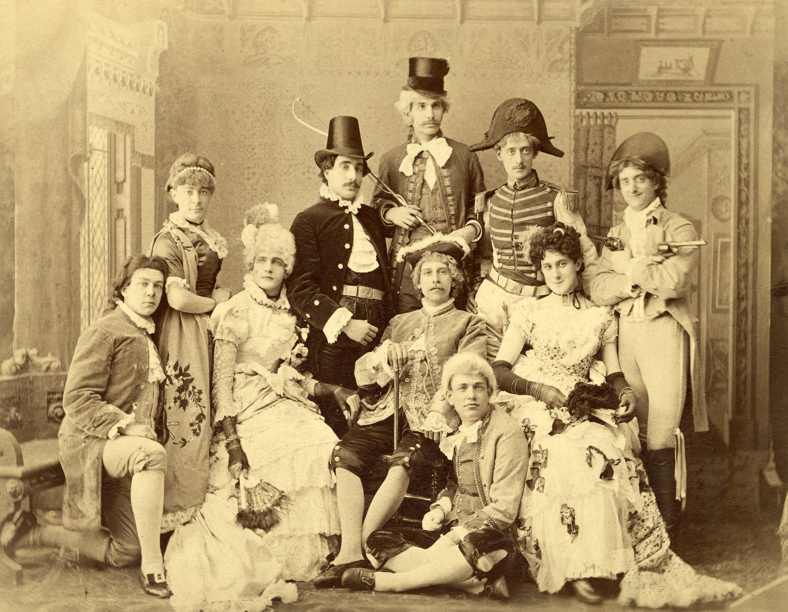 Cast of "The Rivals" at Amherst College, 1885. (Fitch seated, far right)