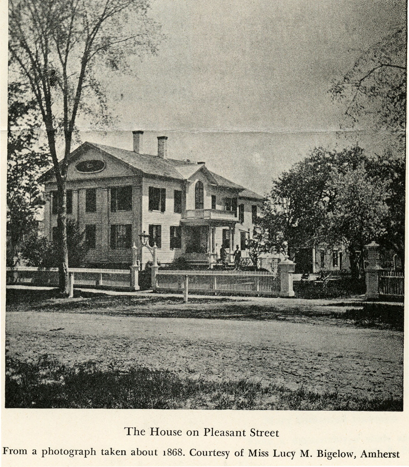 Dickinson house (1840-55) on West (No. Pleasant) St., ca. 1868. 