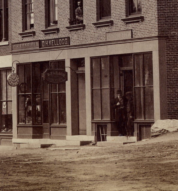 Kellogg store in Merchants Row, across from the town common.