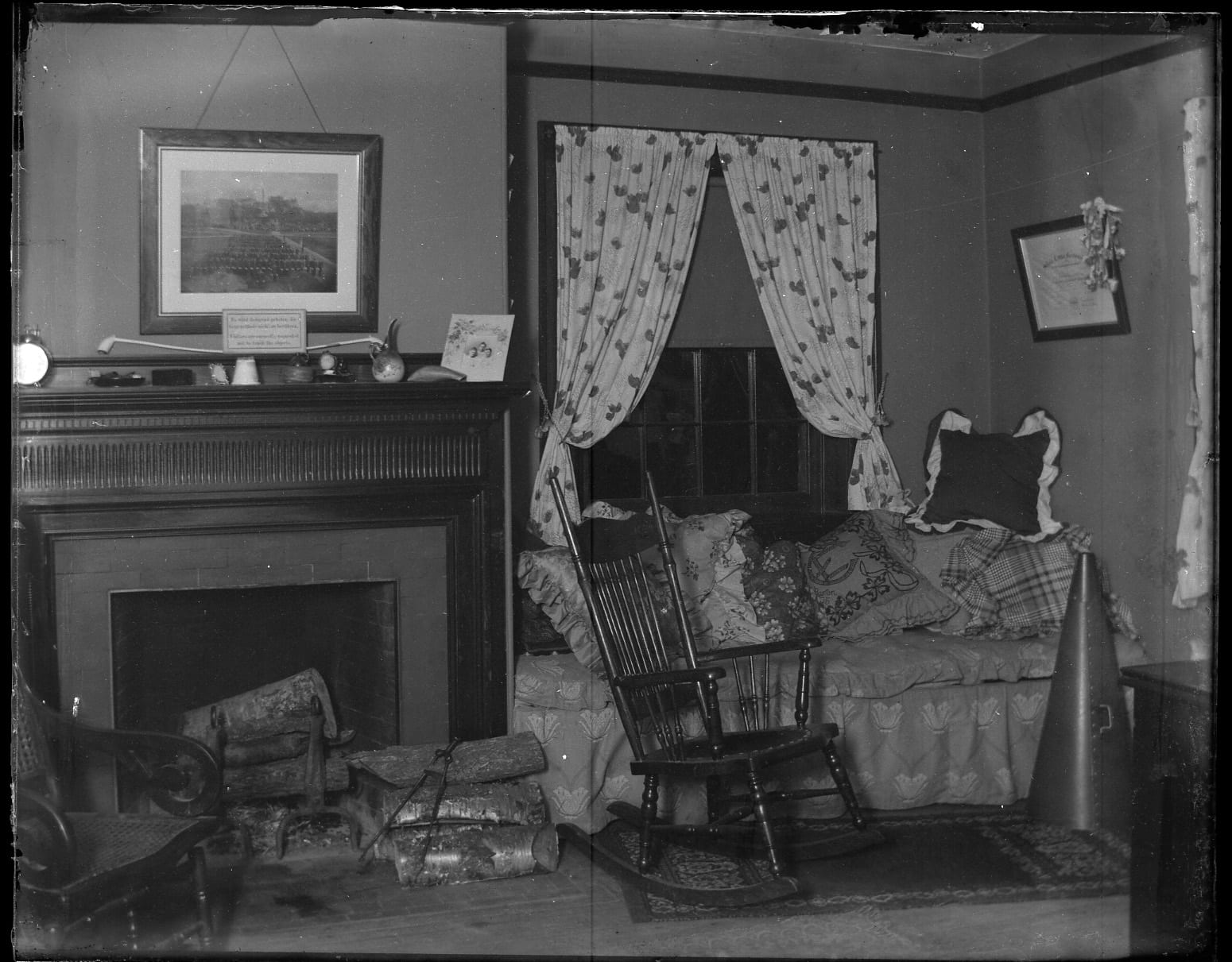 Student room, 30 South College, 1896 (Photograph Collection, glass plate negatives, box 42, no. 16)