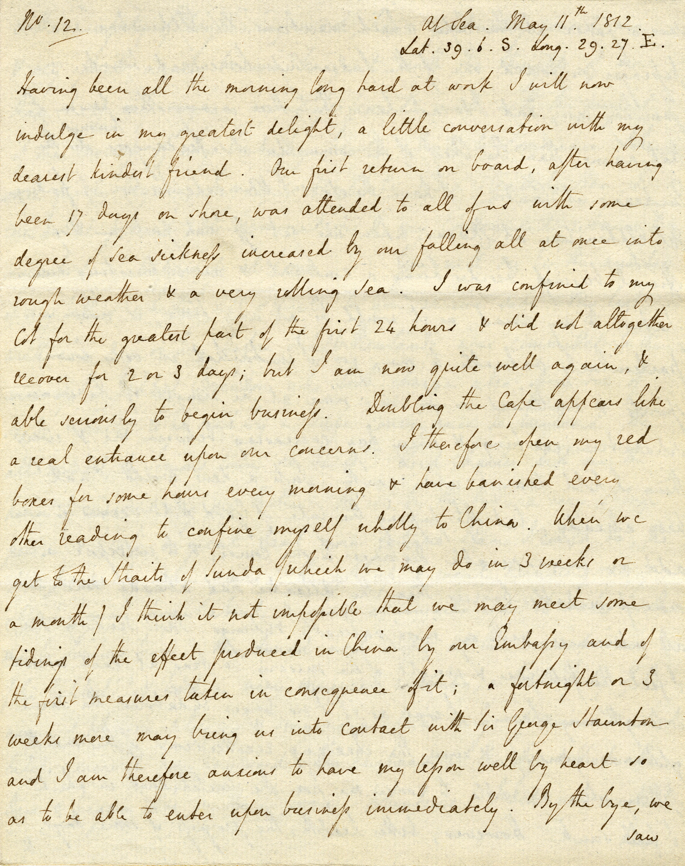 Letter from Lord Amherst to Lady Amherst, 11 May 1816.