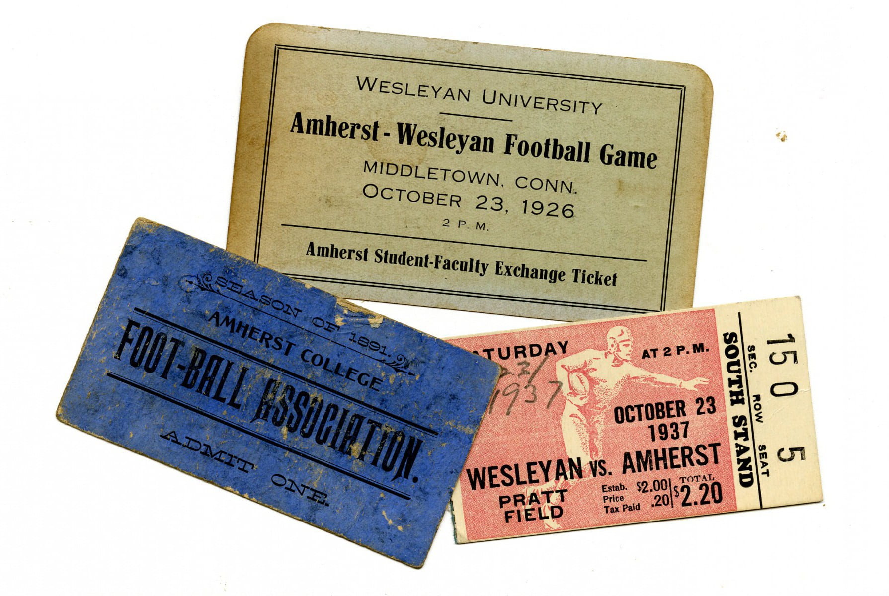 tickets from 1891, 1926 and 1937