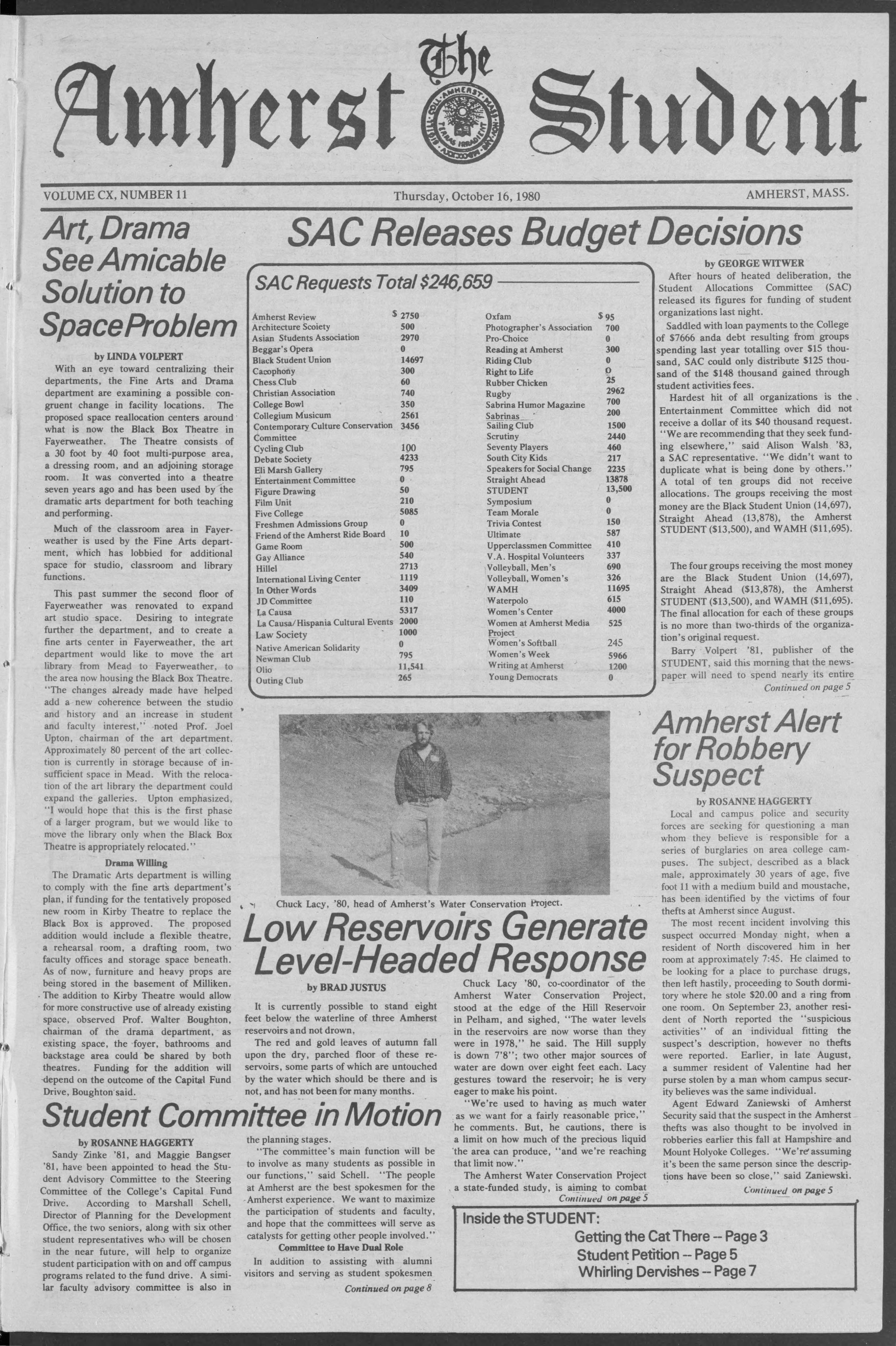 The Amherst Student, Oct. 16, 1980