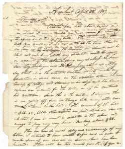 Sidney Brooks letter to his father Obed Brooks, April 23, 1839