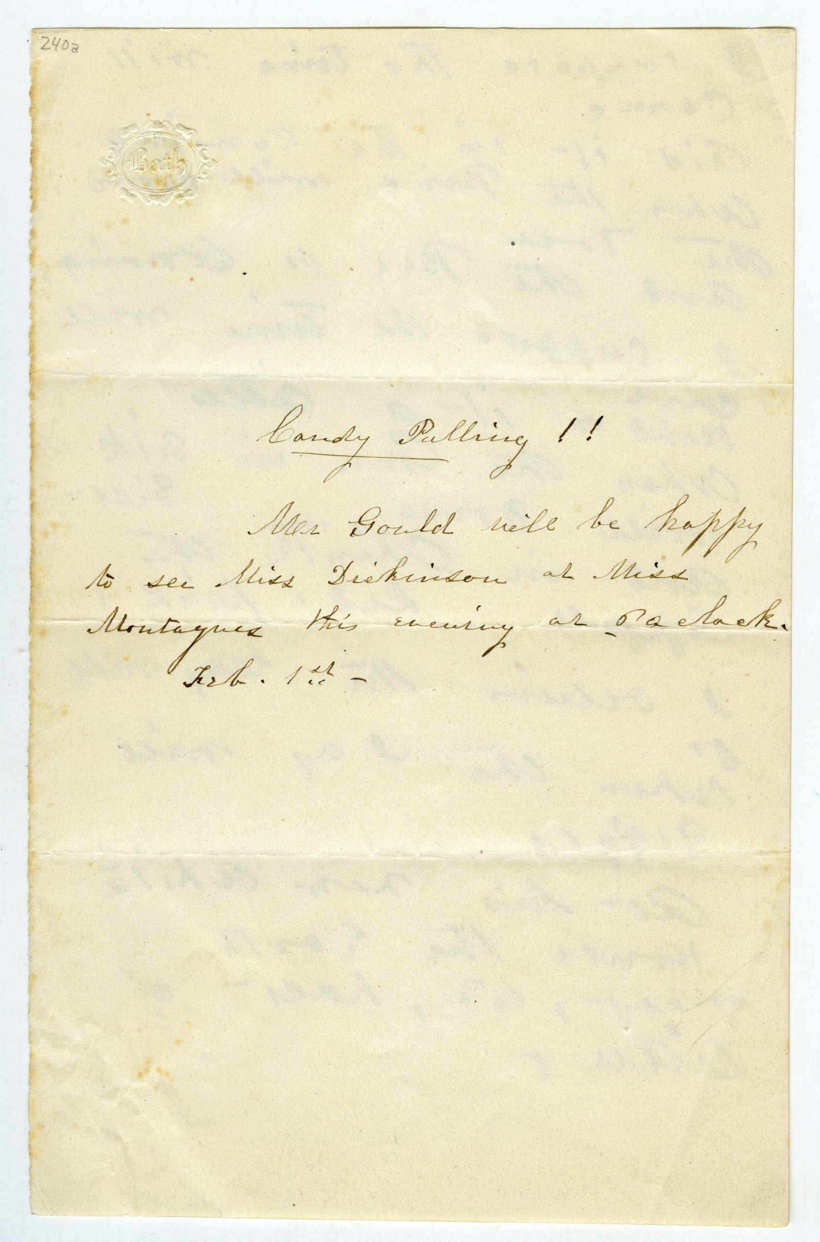 Letter from George Gould to Emily Dickinson, 1850