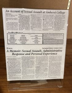 The Amherst Student “An Account of Sexual Assault at Amherst College” (October 17th, 2012) 