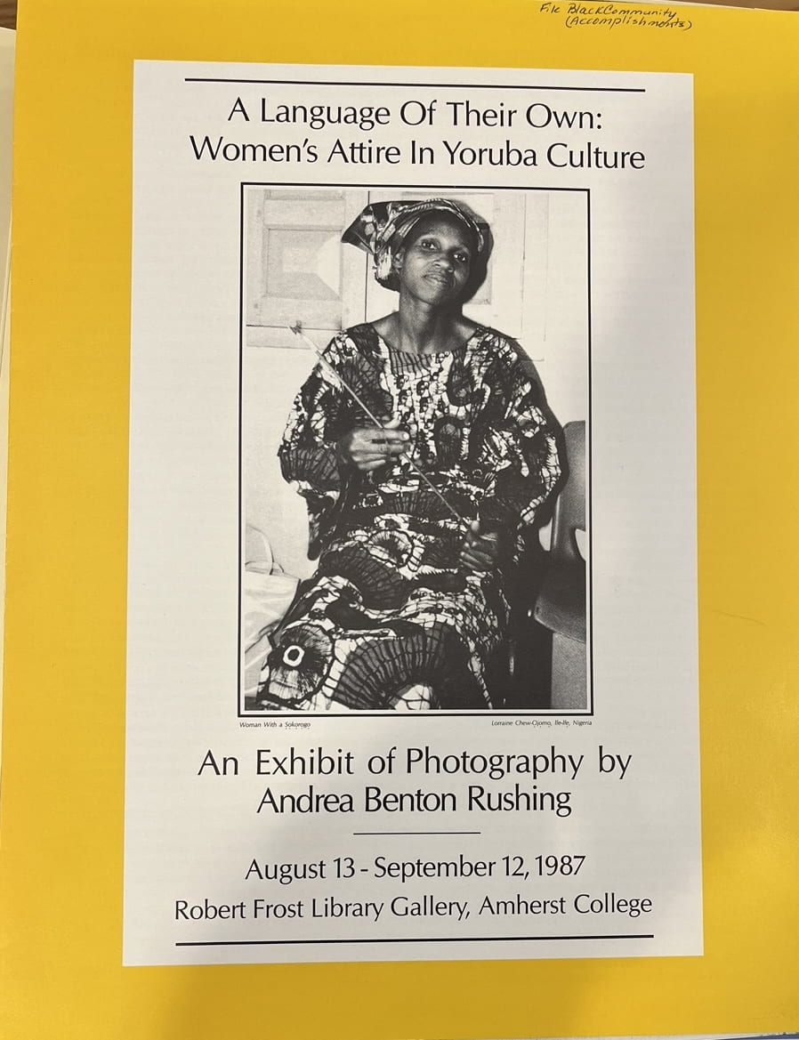 Event flyer "An Exhibit of Photography by Andrea Benton Rushing" 1987