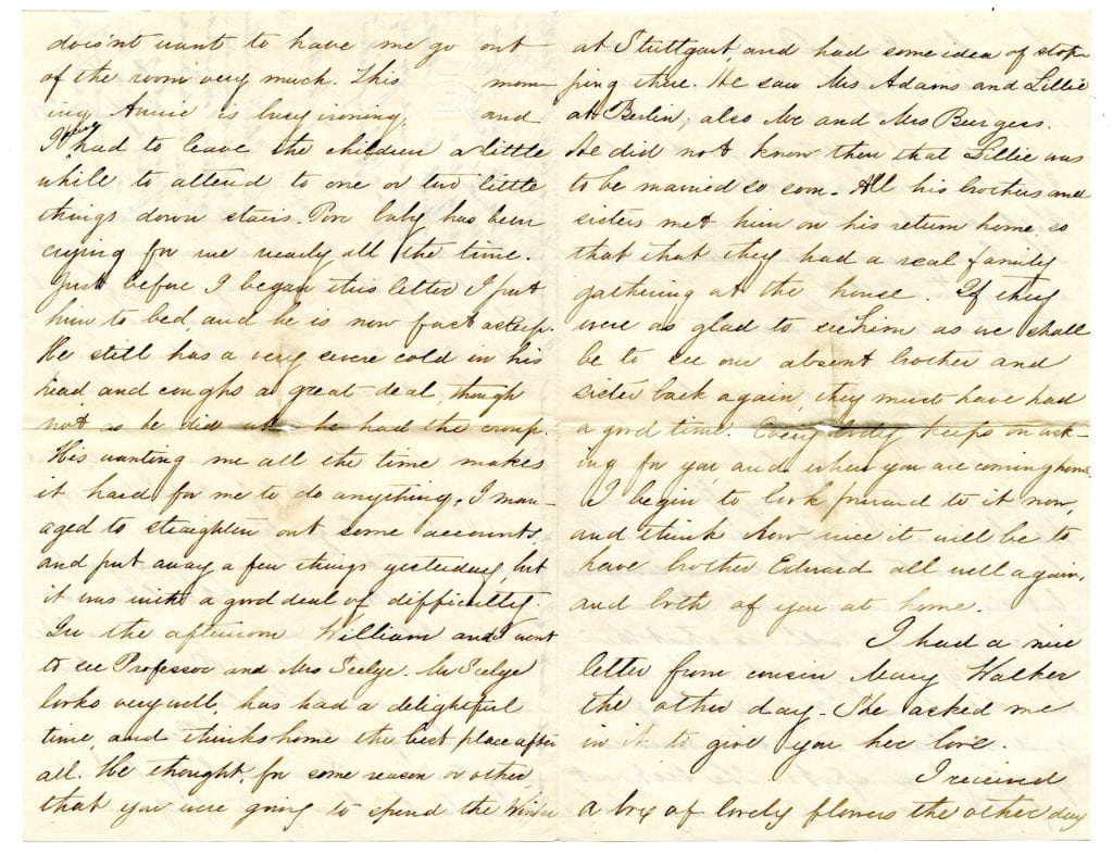 pages 2 and 3 of handwritten letter from Martha A. Cushing Esty, 1873